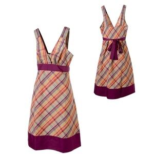 Patagonia Netty Seersucker Sleeveless Plaid Sun Dress Size 10